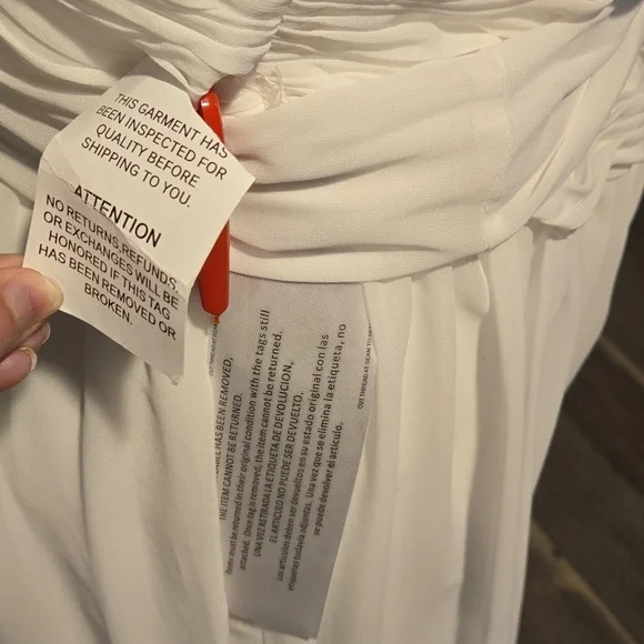 Mac Duggal NWT Flowy Faux Wrap Jumpsuit in White - Picture 6 of 7